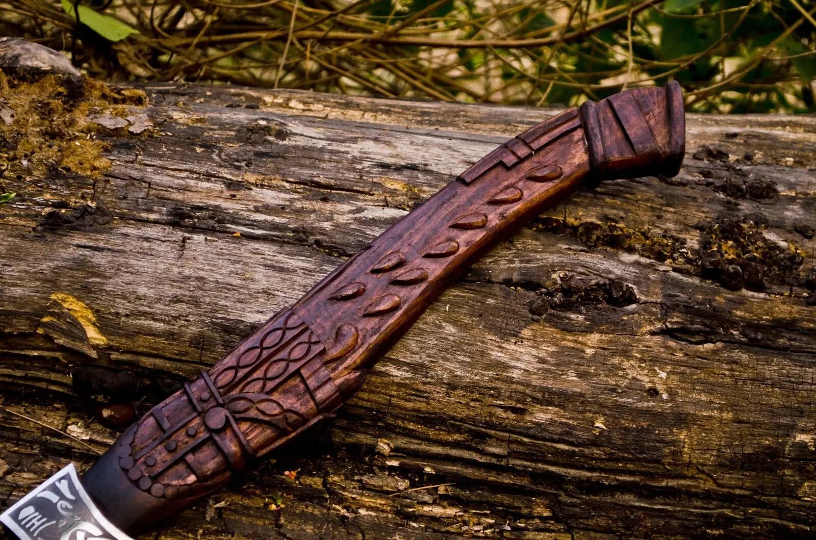 Handmade Odin Viking Axe – Carved Handle with Premium Leather Cover Viking_Blade_Crafts