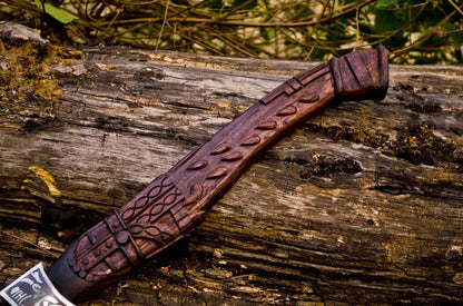 Handmade Odin Viking Axe – Carved Handle with Premium Leather Cover Viking_Blade_Crafts