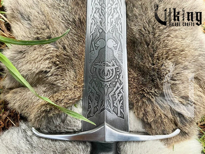 Skeleton Rune Sword – Engraved Fantasy Warrior Blade for Renaissance & Cosplay